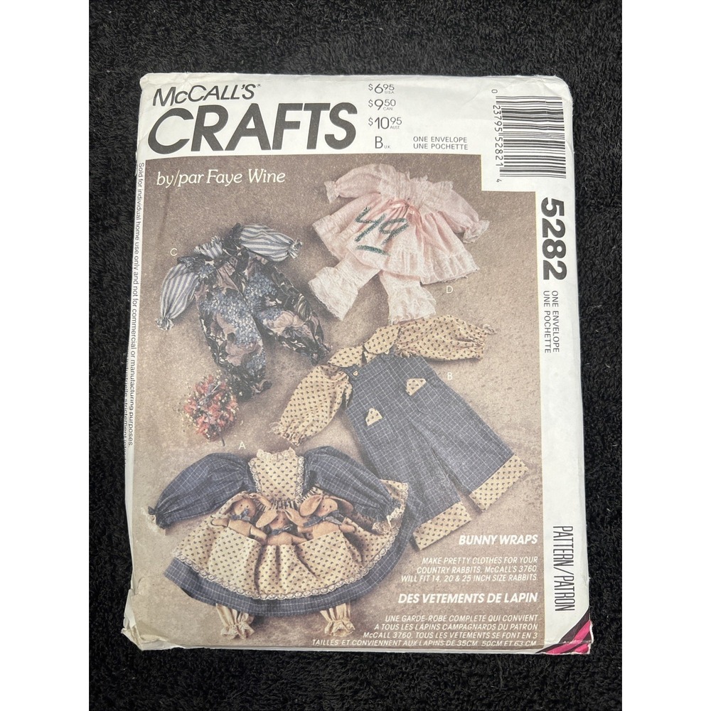 MCCALLS PATTERN 5282  BUNNY CLOTHING FOR 3 SIZES   UNCUT  VINTAGE  FF